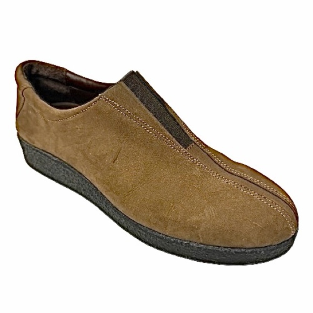 Azaleia Brown Nubuck Suede Slip On Loafers Womens Size 9M Comfort Flats